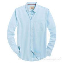 Mens Solid Oxford Shirt Long Sleeve Button Down Shirts with Pocket